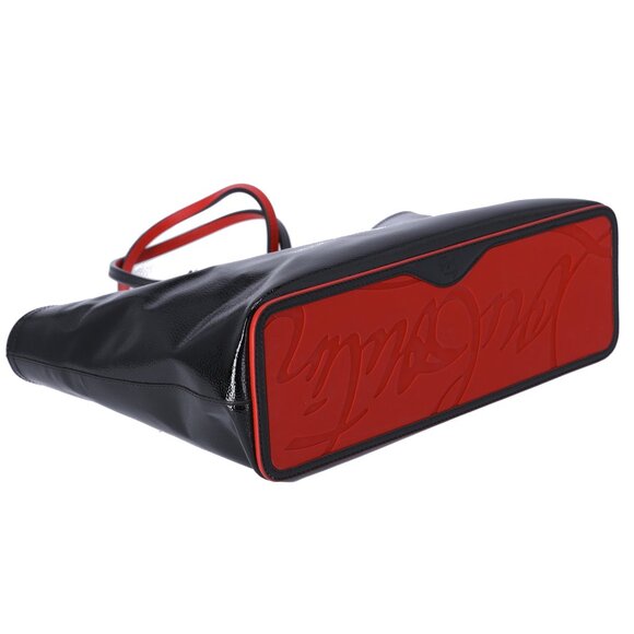 Christian Louboutin Cabata Small Tote Bag Black Red Patent Leather - Picture 7 of 10